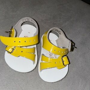 Salt Water Sandals by Hoy Yellow Patent Leather Buckle Toddler Sandals